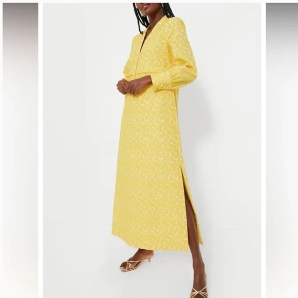 Yellow Daisy Jacquard Aurelia Dress